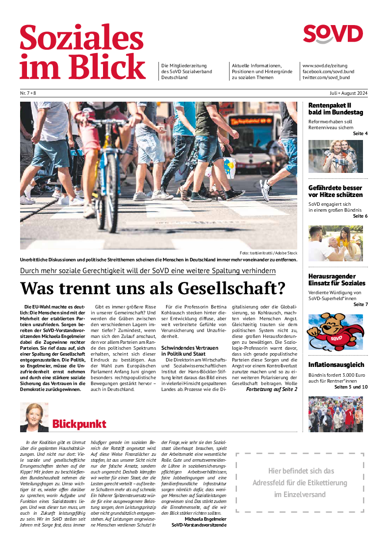 SoVD-Zeitung 07+08/2024 (Rheinland-Pfalz/Saarland, Baden-Württemberg)